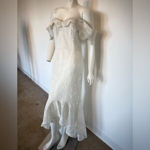 Shoshanna Midnight Bridal White Lace Off-Shoulder Dress